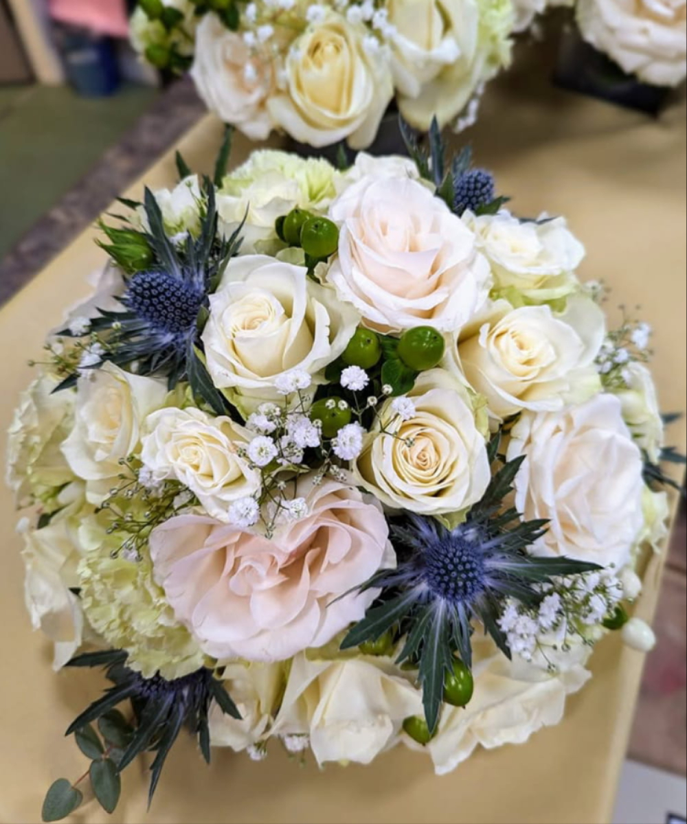 Bridal bouquet handmade by The Flower Shop Cumnock