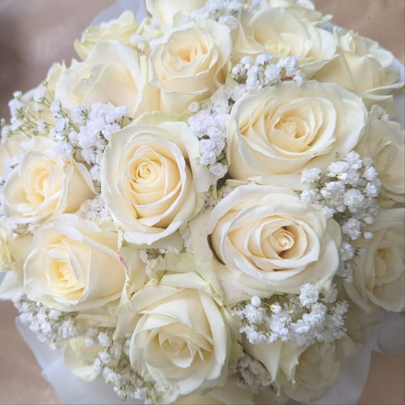 Ivory and white bridal bouquet handmade in Cumnock